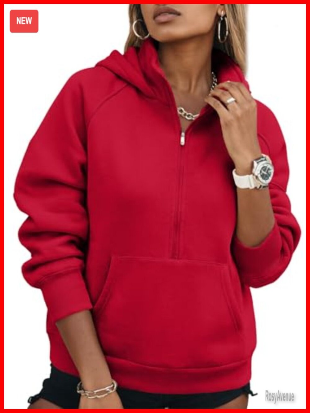 Women's Half Zip Hoodie Pullover Sweatshirt Cotton Polyester Casual